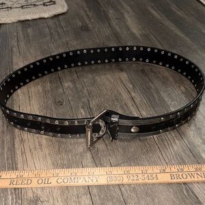 Y2K Leather Rivet Belt Metal Pin Buckle,  Adjustable Studded  40 inches